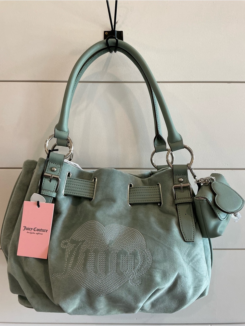 NWT Juicy Couture Dreamy Juicy Shoulder Bag / Sage Green Crystal Rhinestone Logo